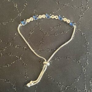 Silver and Blue Infinity Bracelet
